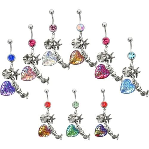 1PC Charm Mermaid Belly Button Rings for Women Sexy Body Piercing Bars Navel Piercing Gothic Fashion Jewelry Women Accessories