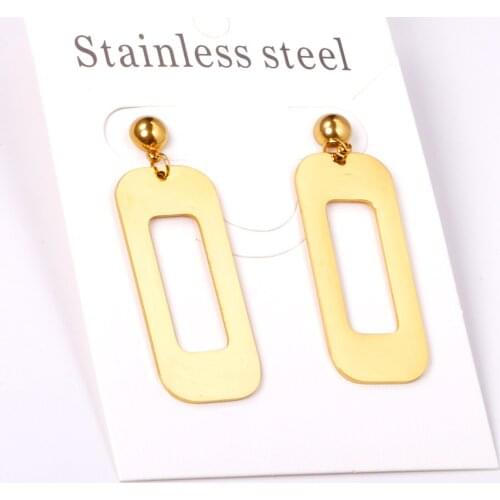 Gold Color Rectangle Dangle Earrings 316L Stainless Steel Stud Earrings Geometric Fashion Jewelry for Women Party Gift