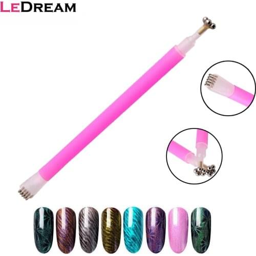 10PCS/lot Double Heads Two-Headed Flower Magnetic Pen For DIY Nail Art Magic Stick 3D Cats Eye UV Gel Polish Brush Acrylic Tools