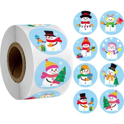 100-500pcs Snowman Merry Christmas Stickers Seal Labels For Gift Card Box Package Thank You Label Sealing Stickers Stationery