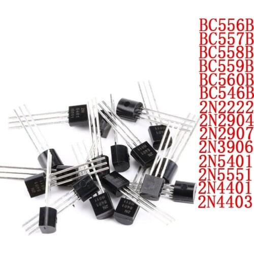 100PCS BC556B BC557B BC558B BC559B BC560C BC546B 2N2222 2N2904 2N2907 2N3906 2N5401 2N5551 2N4401 2N4403 New transistor