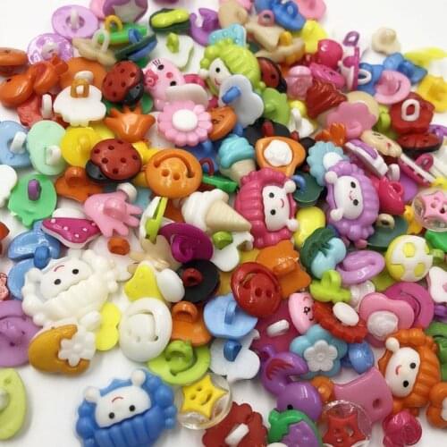 Free Shipping100PCS mixed color MIXED PATTERN plastic cartoons cloth buttons DIY Garment Clothing Accessories PT99