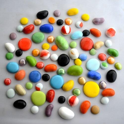 1000g Flat Bead Pebble Glass Stone Home Decoration Pat Music Parent-child Machine Beads