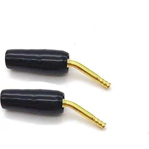 2Pcs 2mm Banana Plug Adapter Angle Pin Gold Plated Screw Lock Terminals Wiring Cable Connector for Audio Video Speaker Black Red