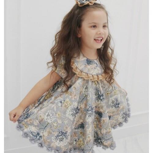 2019summer New Baby Girls Cotton Spanish Sweet Flower tops+panty 2pcs Girls Birthday Wedding Clothes Quality Comfortable