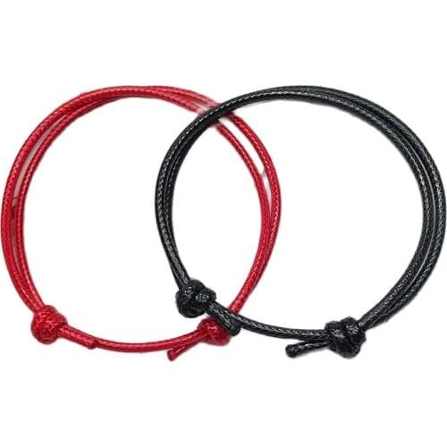 2x Leather Cord Sliding Knot Adjustable Couple Leather Bracelet Jewelry Making Findings Lucky Black Red Cord Friendship Bangle