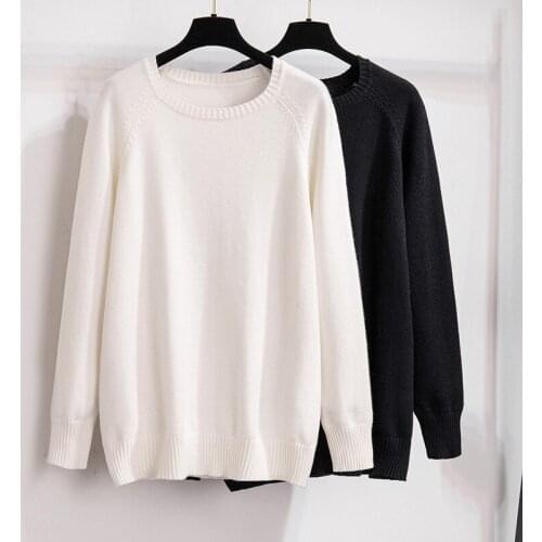 2020 Oversize Knit Sweater Women Autumn Winter Long Sleeve Solid Soft Bottoming Pullover Plus Size XXL-7XL Bust 105-155cm KW440