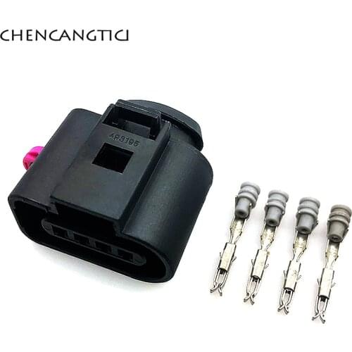 2 Sets 4 Pin 1J0973704 Auto Temp Sensor Socket Plug Repair Waterproof Electrical Wire Female Connector For Audi A4 A6 VW