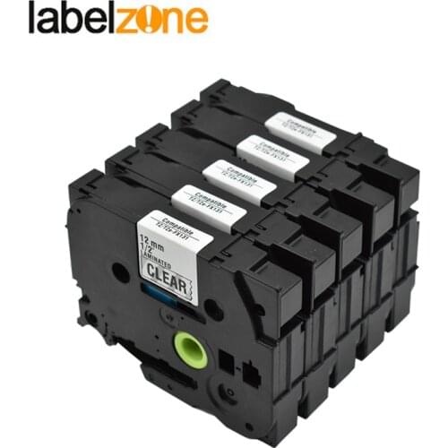 5pcs Black on Clear Tze131 Compatible for Brother P-touch Printers 12mm*8m Tze-131 Tze 131 Label Tapes Laminated Ribbon Cassette