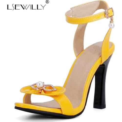 Lsewilly Summer Peep Toe Cute Sweet Bowtie Thick High Heels Sandals Women Lolita Platform Wedding Party Block Heel Shoes Woman