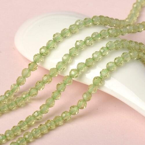 Gemstone combination of Green Pearls and transparent pearls of distinct sizes 3mm-2mm Olive stone Lose Beads