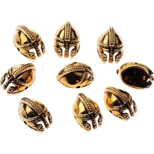 DUOVE 5pcs/lot Roman Knight Spartan Warrior Gladiator Helmet Spacer Beads For DIY Jewelry Making Charms Men Bracelet Accessories