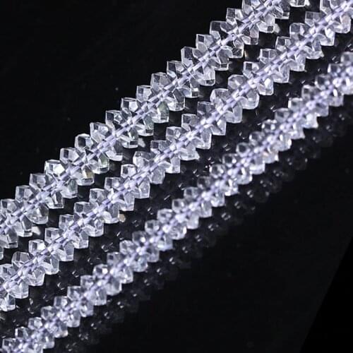 Natural Faceted Rondelle Heishi Spacer Beads White Clear Quartz Beads For Jewelry Making Beads Accessories 15'' Women Gift