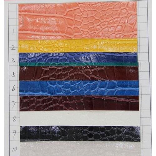 Cheap Factory wholesale bright surface crocodiles grain leather synthetic semi PU leather fabric