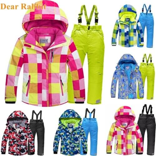Kids Ski Suit Children Windproof Waterproof Warm Fleece Snow Suit Girls Boys Winter Skiing And Snowboarding Jacket Pants Ski Set