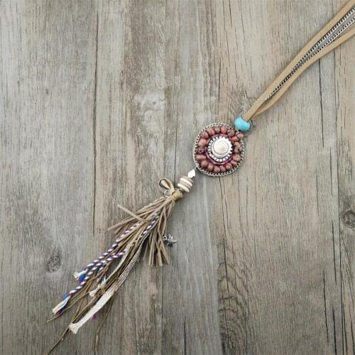 Ethnic Stone Beads Handmade Long Necklaces for Women Vintage Boho multi Jewelry Fashion Tassel Necklaces Pendants