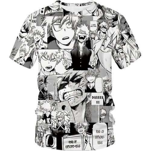 Anime T-shirt My Hero Academia 3D Print Streetwear Men Women Fashion T Shirt Harajuku Bakugou Printing Hip Hop Tees Tops Unisex