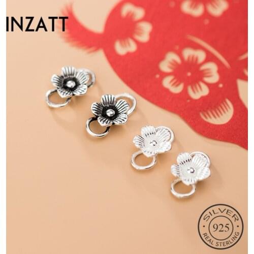 INZATT Real 925 Sterling Silver Animal Zircon HollowFlower Plant Charms For Women Wholesale Handmade Of DIY Cute Accessories