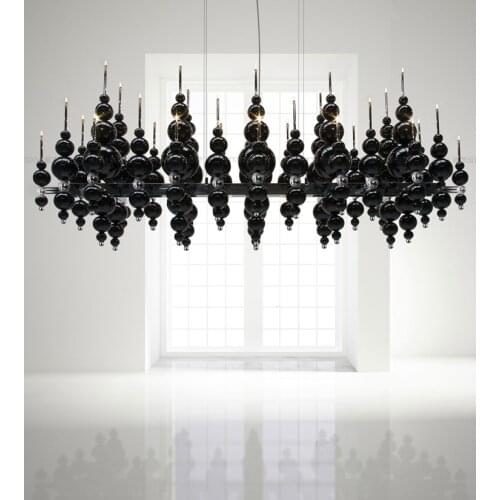 Postmodern Nordic black and white classic ball model room living room dining room exhibition hall art chandelier