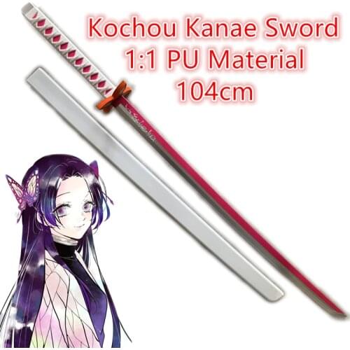 1:1 Demon Slayer Knife Sword Weapon Cosplay Tanjirou Kochou Shinobu Devils Blade Samurai Sword Ninja Katana Model PU 104cm