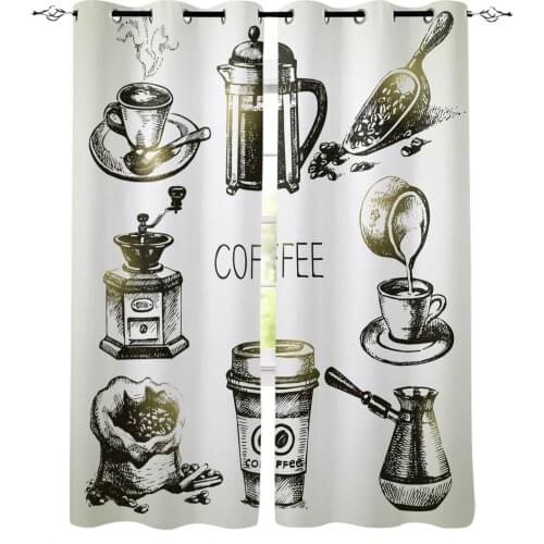 Coffee Lovers Decoration Curtain For Kitchen Living Room Bedroom Curtains Home Decoration Window Treatments Drapes