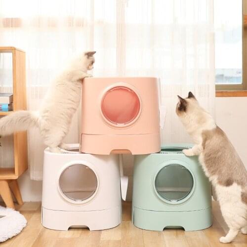 Cat Litter Box Splash-proof Closed Cat Toilet Training Kit Plastic Removable Cleaning Toilet Pet Supplies