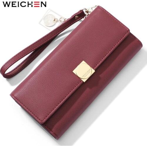 WEICHEN Women Wallet Many Departments Card Holder Cell Phone Packet Female Wallets Ladies Wristband Clutch Purse Brand Design