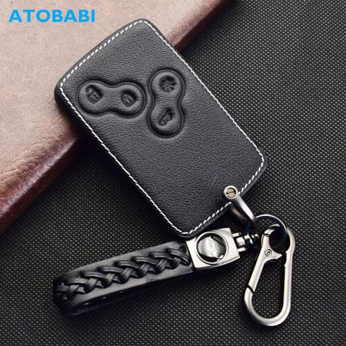 ATOBABI Leather Car Key Case For Renault Clio 4 Captur Fluence Megane 3 Scenic Laguna Koleos Symbol Smart Remote Protector Cover
