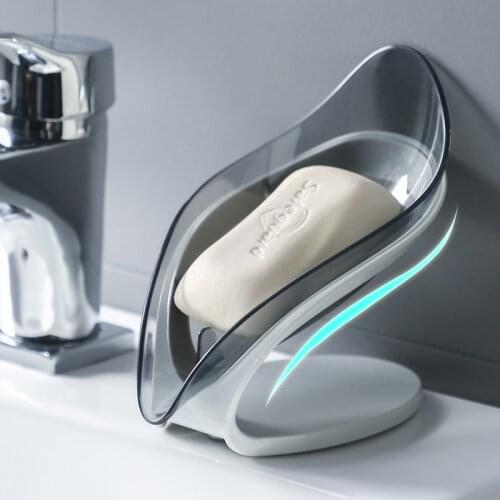 Creative Non-slip Bathroom Soap Holder Simple Leaf Shape Soap Box Kitchen Dish Brush Rack Household Tray Holder Case Container