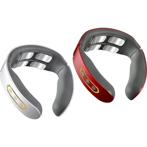 Neck Massager with Heat Intelligent Wireless Electric Pulse Massager Portable 4 Massage Heads Travel Cordless for Home Use