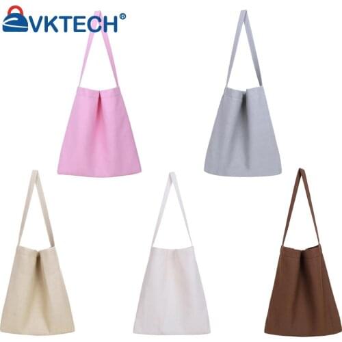 Fashion Women Canvas Solid Color Shoulder Shopping Bag Casual Ladies Large Capacity Tote Handbags