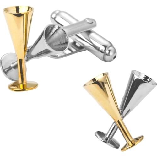 Mens fashion jewelry silvery gold red glass cufflinks French shirt sleeve cuff links