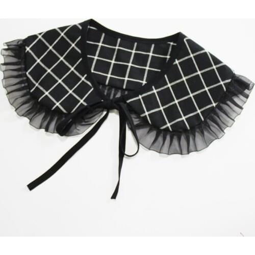 Elegant Fake Collars Shawl for Women Shirt Removable Plaid False Collar Half Shirt Blouse Tops Detachable Collars Decorative