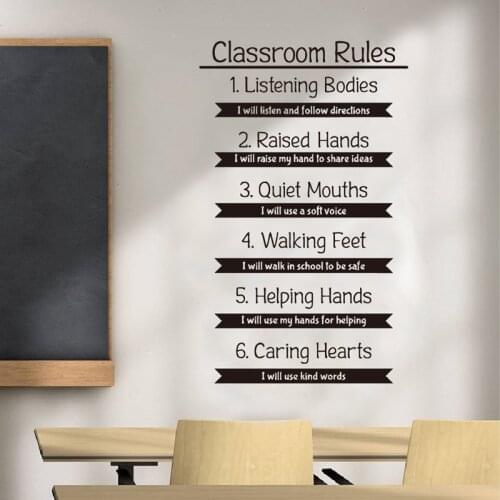 Classroom Rules Wall Decal Education Study Learning Inspirational Quote Vinyl Sticker Motivational School Interior Decorations