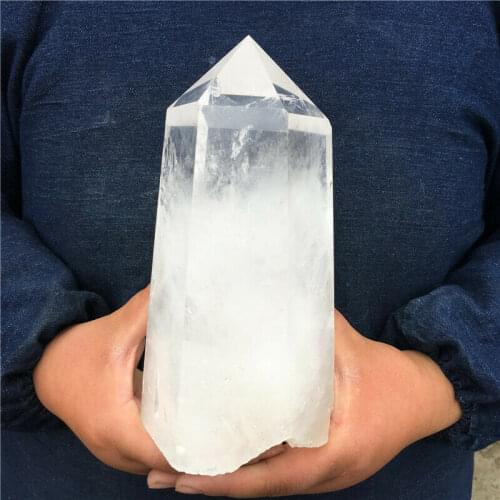 Natural Clear White Quartz Crystal Obelisk Wand Point Healing