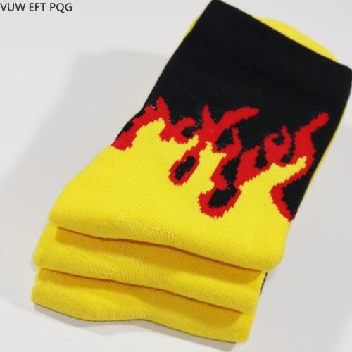 Woman man socks Hip Hop Fire Crew Socks Red Flame Blaze Power Torch Hot Warmth Street Skateboard Cotton Long Sock