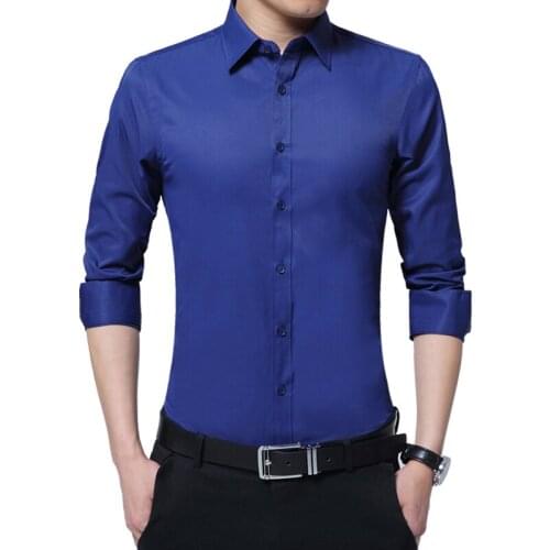 2019 New Casuall Men Shirt Brand Business Fashion Good Quality Solid Man Shirts Slim Fit clothes Mens Dress Shirts