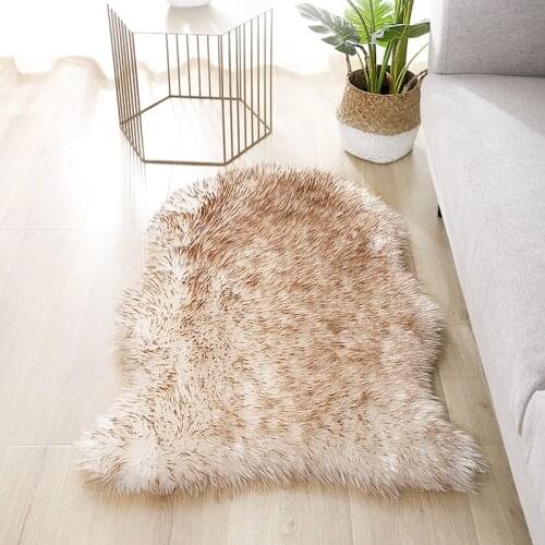 Faux Fur Sheepskin Plush Carpet Chair Cover For Bedroom Living Room Skin Fur Plain Rug Fluffy Soft Area Rugs Washable Faux Mat