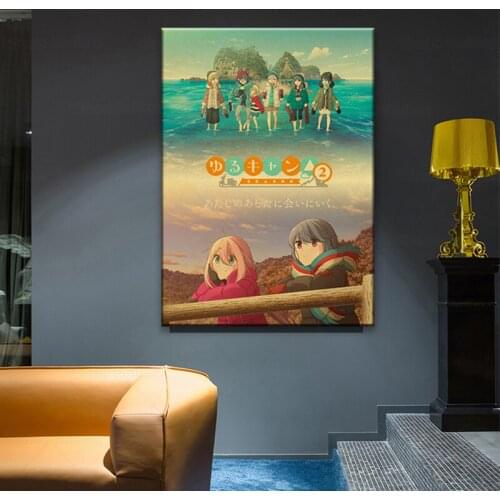 Yuru Camp Posters Anime Collection Prints Retro Cute Anime Movie and Posters Home Room Wall Decorative Stickers