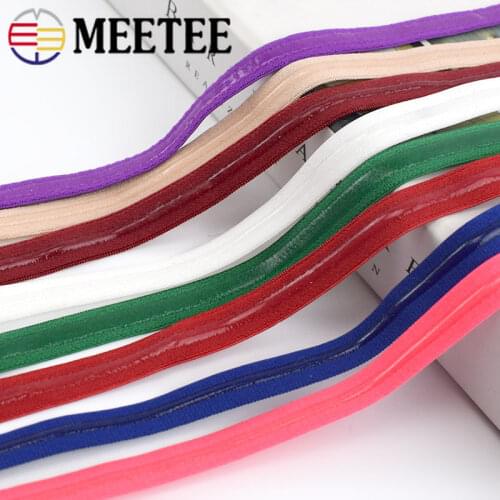 Meetee 5/10M 12mm Transparent Silicone Non-slip Elastic Band Color Underwear Strap Rubber Stretch Lace Webbing DIY Belt Material