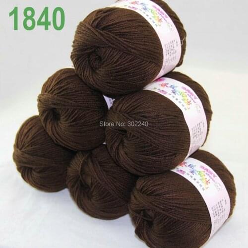 Sale Lot of 6 balls x 50g (147y) Cashmere Silk velvet Hand knitting Yarn Brown 1840