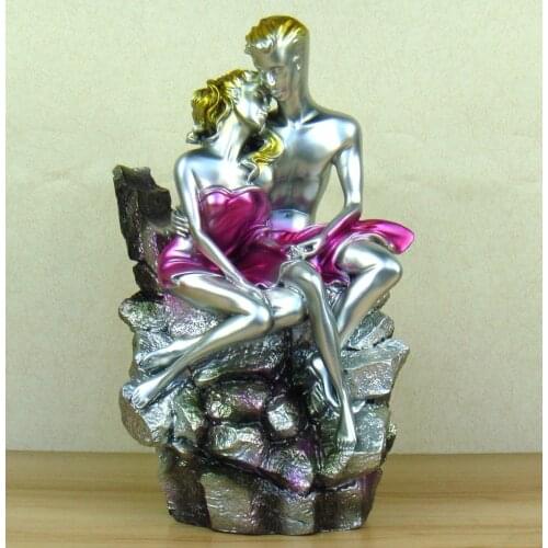 Romantic Nude Lovers Sculpture Decorative Resin Sexual Couple Statue Craft Ornament Accessories for Boyfriend and Girlfriend