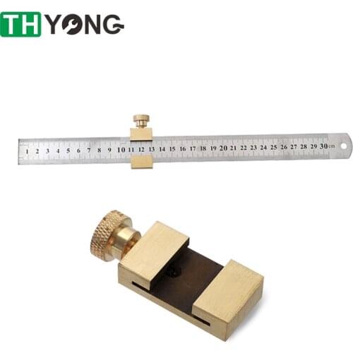 Steel Ruler Positioning Block Brass Angle Scriber Line Marking Gauge For Ruler Locator DIY Carpentry Scriber Measuring Tools