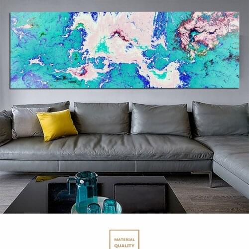 Light Blue And White Large Color Cloud Print Canvas Wall Painting Abstract Poster Wall Art Picture For Living Room Decor