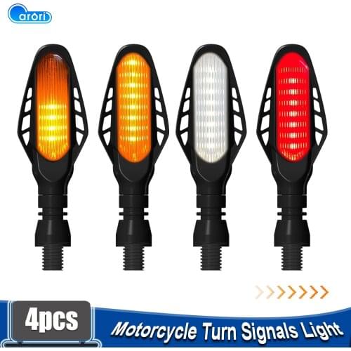 LED Motorcycle Turn Signals Light Tail Flasher Flowing Water Blinker Modification Lamp For Street Motorcycle Rear & Front Lights
