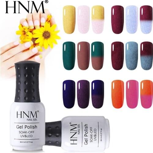 HNM 8ML New Thermal Fax Fur Color Change UV Gel Nail Polish 12Colors Top Base Enamel Hybrid Varnish Semi Permanent Stamping