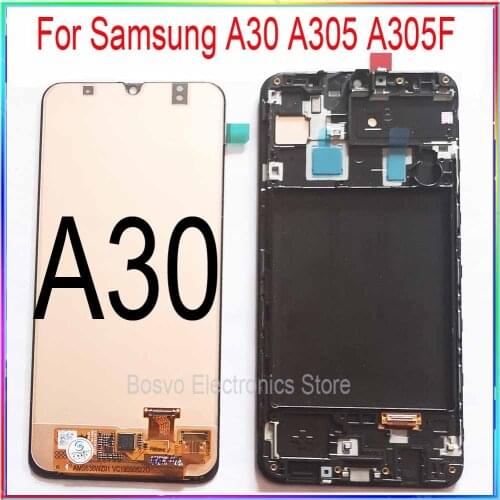 For Samsung A30 LCD screen display A305 with touch with frame assembly Replacement repair parts A305F A305FD A305A