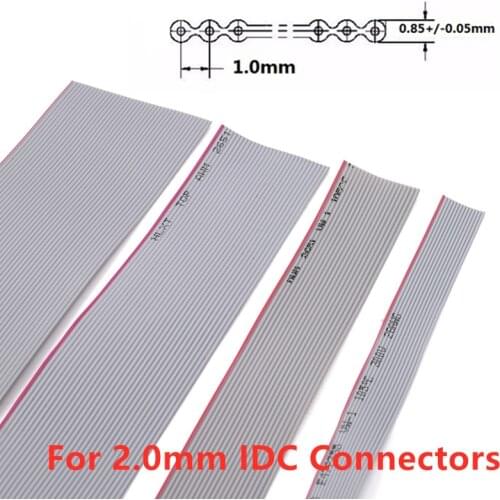 1Meter 1.0mm Pitch Grey Flat Ribbon Cable For IDC 2.0MM FC Connector 10P/12P/14P/16P/20P/34P/40P 28AWG Wire
