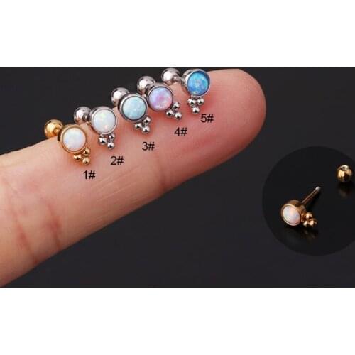 1PC 20G CZ Cartilage Helix Tragus Stud Earrings Ear Nail Stainless Steel Bar Piercing Mini Opal Sexy Body Jewelry Gifts