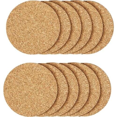 12 Pcs Cork Coaster for Drink , Absorbent Heat Resistant Reusable Tea or Coffee Coaster, Blank Coasters for Crafts